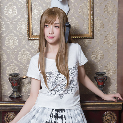 taobao agent Dolly Delly Harajuku Wind Mats Angel Wing Punk Punk cotton T -shirt Female Black Short Sleeve Summer Slim