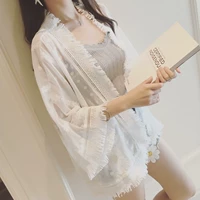 Mùa hè phụ nữ bán buôn Hàn Quốc phiên bản mới lỏng nhỏ khăn choàng bảy- điểm tay áo kem chống nắng quần áo thêu ren áo sơ mi chiffon áo so mi nu