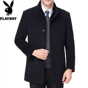 Playboy áo len nam trung niên cha trong phần dài áo len có thể tháo rời lót cashmere