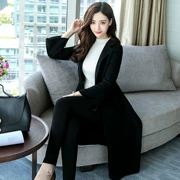 Feiyina custom 2017 thu đông phiên bản Hàn Quốc của còng màu rắn xẻ eo dài phần áo len lông cho phụ nữ - Áo Hàn Quốc
