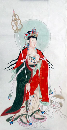 Г -н Китайская живопись Гонгби Будда Статуя Тибетская Бодхисаттва 68x130см