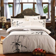 Mới của Trung Quốc hiện đại đơn giản giường bông thêu bốn mảnh bông thêu Trung Quốc nhà phong cách giường
