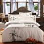 Mới của Trung Quốc hiện đại đơn giản giường bông thêu bốn mảnh bông thêu Trung Quốc nhà phong cách giường chăn ga gối đệm hanvico giảm giá