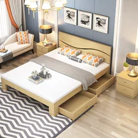 Thông 1.8 m cấu trúc khung 2 người gỗ rắn giường đôi giường gỗ giường lưu trữ giường hiện đại nhỏ gọn trẻ em giường gỗ công nghiệp