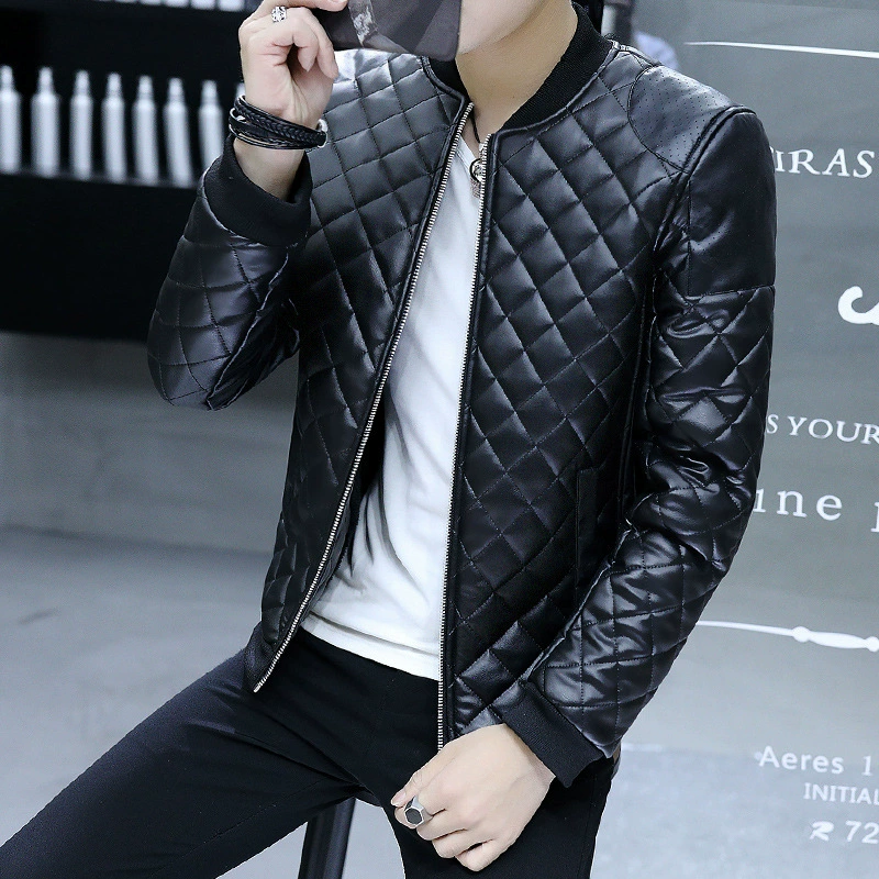 Áo khoác da nam bình thường nam áo khoác nam phần mỏng áo khoác da thanh niên Hàn Quốc mùa thu và áo khoác mùa đông áo khoác nam - Quần áo lông thú