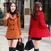Mùa thu và mùa đông áo khoác nữ ngắn bằng len nữ phiên bản Hàn Quốc của áo khoác len mỏng Áo len mỏng mỏng áo dạ nữ dáng ngắn