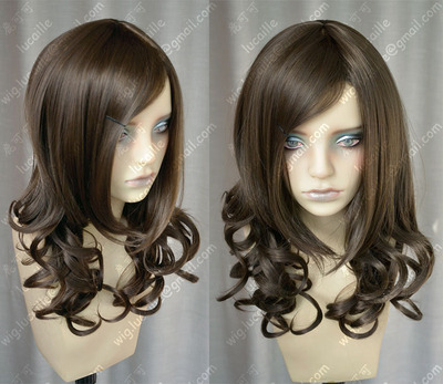 taobao agent 5 color!Cocoa strong tea lengthened bangs 60 cm roll workplace maid anime cosplay wig