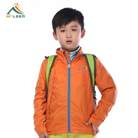 Trẻ em áo khoác không thấm nước áo trùm đầu áo gió thường mỏng phần ngoài trời dây kéo thể thao trẻ em áo sơ mi màu rắn đồ bé trai