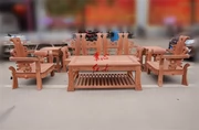 Gỗ gụ nội thất gỗ hồng mộc Miến hồng lớn trái cây gỗ hồng mộc 6 bộ đặt ghế sofa phòng khách Han Palace kết hợp cát mịn - Bộ đồ nội thất