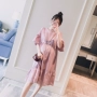 Thai sản mặc 2018 mùa hè mới Hàn Quốc phiên bản của vòng cổ hollow trumpet tay áo bông thời trang loose phụ nữ mang thai dresses thời trang bà bầu thu đông