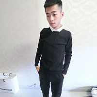 Dòng nam vành đai 8 người đàn ông của Liu ngã ba ngã ba với nam dài tay áo sơ mi cổ áo áo len Hàn Quốc thanh niên người đàn ông giản dị của áo sơ mi shop thời trang nam