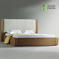 Комбинированная тенги с большой кроватью кровати кровать двуспальная спальня главная спальня главная спальня лежащая ротантная кровать простая мебель Тен