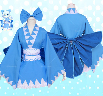 taobao agent Oriental Project Stupid 9 Qilu Nuo Cosplay Cosplay Anime Costumes Japanese Blue and White Plasses Gress