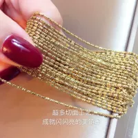 Ý nhập khẩu vòng tay vàng 18k lấp lánh K gold craft không phai màu 1.6mm dài 17cm đá thạch anh tóc vàng