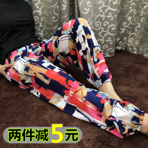 Mùa xuân yoga đèn lồng quần nữ mùa hè lỏng nhân tạo bông lụa rộng chân hoa bông lụa xl kỳ nghỉ bãi biển quần