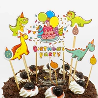 Динозавр яйцо празднует пирог, украшение торта, мультфильм, флаг флага Флаг Флаг Флаг Флаг Карта одежды