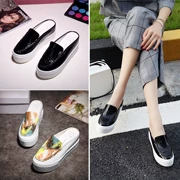 Giày mùa hè 2019 Giày dép nữ và dép Baotou thời trang của phụ nữ Giày cao gót đế dày đế dày, một nửa dép lê phiên bản Hàn Quốc của thủy triều - Dép