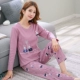 Đặc biệt hàng ngày đồ ngủ nữ mùa thu cotton dài tay quần nữ mùa xuân và mùa thu cotton mỏng đồ ngủ mùa thu dịch vụ nhà - Bộ Pajama