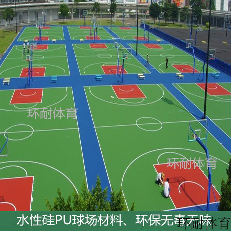 陕西宝鸡运动地板塑胶篮球场翻新工程材料造价丙烯酸网球场地坪漆