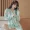 Bộ đồ ngủ mùa xuân và mùa thu nữ mới Hàn Quốc áo len dài tay cotton dài tay tươi tắn và đáng yêu váy ngủ big size