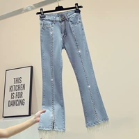 Мегафон, весенние штаны, джинсы, 2020, новая коллекция, в корейском стиле, высокая талия