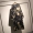 Oh ah Sumi retro phong cách tua khâu V-Cổ in dress đoạn dài lỏng kích thước lớn dài tay áo Một từ váy nữ đầm xòe dài qua gối