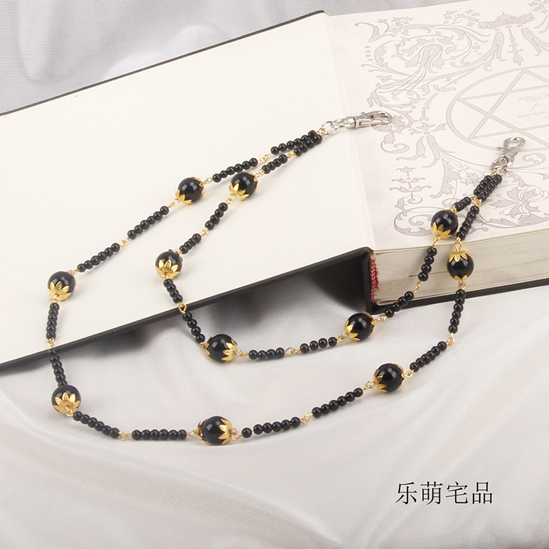 Chain (A)Black deacon death Gretel cosplay red 1 m Reverse warping Straight hair cos glasses Wigs Trousers waist chain