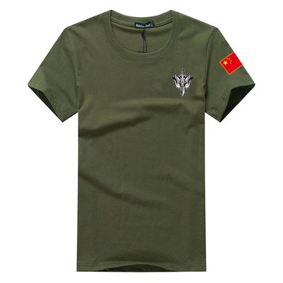 Wolf 2 T áo sơ mi ngắn tay ngụy trang chiến đấu lực lượng đặc biệt quần áo với lá cờ Trung Quốc T-Shirt Wu Jing với đoạn cộng với phân bón XL Cực lớn