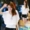 2018 mùa hè Hàn Quốc phiên bản mới lỏng trắng ren voan áo sơ mi nữ ngắn tay màu rắn rỗng V-Cổ voan áo sơ mi