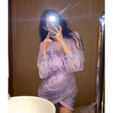 Сиреневое платье, дизайнерский приталенный корсет, юбка, V-образный вырез