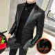 Áo khoác da nam áo khoác mỏng phù hợp với xã hội nam 2019 thu đông cộng với áo khoác nhung dày Zhang Han cùng một đoạn - Quần áo lông thú