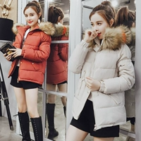 Chống mùa giải phóng mặt bằng lớn cổ áo lông thú bông ngắn nữ áo khoác 2018 mới mùa đông dày sinh viên Hàn Quốc xuống áo khoác áo phao lông vũ nữ có mũ