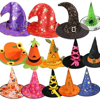 Волшебник шляпы Хэллоуина, обезглавленная черепа, тыква тыква, маленькая ведьма магическая шляпа