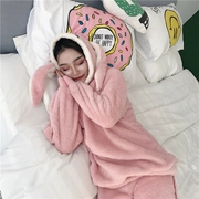 Q phiên bản tiếng Hàn cộng với nhung dễ thương dày lên thoải mái nhung tai đồ ngủ mới phim hoạt hình trùm đầu cặp vợ chồng phù hợp với dịch vụ nhà