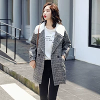 Áo khoác len nữ dài phần phiên bản Hàn Quốc mùa thu đông 2019 mới cho học sinh mặc áo len mỏng Sen Houndaw - Áo Hàn Quốc áo khoác dạ kẻ hàn quốc