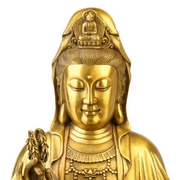 Thuyền tinh khiết Đồ trang trí Guanyin Tượng phật Guanshiyin tượng đồng nguyên chất Nanhai Guanyin chùa Phật phòng khách mở cửa và cúng dường