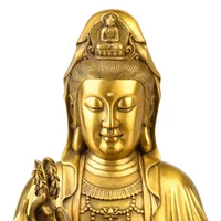 Thuyền tinh khiết Đồ trang trí Guanyin Tượng phật Guanshiyin tượng đồng nguyên chất Nanhai Guanyin chùa Phật phòng khách mở cửa và cúng dường trang tri phong khach