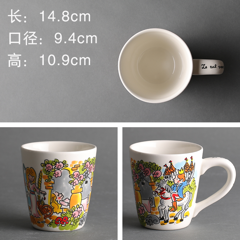 Prince Sleeping Beauty CupBLOND ceramics tableware Netherlands ma'am household Large medium , please Mug Hand painted bitter cups Capping cup coffee cup cover