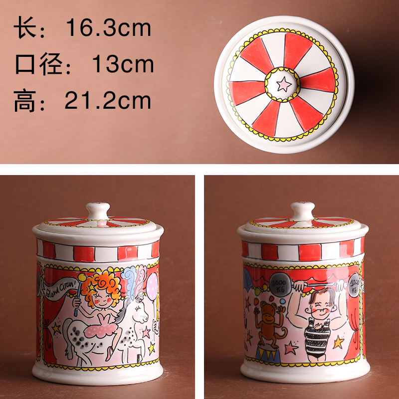Circus Sugar CanBLOND ceramics tableware Export Netherlands ma'am Cartoon Wave point pot confidante disc Sugar can Children's painting watermelon Water cooler