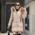2018 mùa đông mới dài phần dày xuống áo độn bông nữ áo khoác cotton cỡ lớn Phiên bản Hàn Quốc của áo khoác trùm đầu mỏng áo khoác lông vũ dáng dài nữ Bông