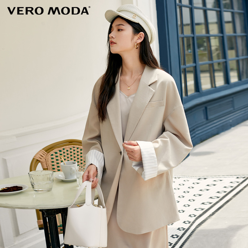 绫致时装  Vero Moda 复古翻领一粒扣 女式西装外套 聚划算双重优惠折后￥149包邮 3色可选