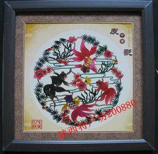 Театр теней 彩色鱼草情皮影带镜框 旅游纪念品 特色餐厅装饰 民间工艺