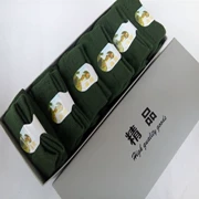 Hộp quà vớ 6 cặp vớ của nam giới màu xanh lá cây tinh khiết quân đội ngụy trang bông và vải lanh ống đơn giản thể thao kinh doanh thủy triều bốn mùa