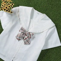 Оригинальная белая рубашка, студенческая юбка в складку, длинный рукав, короткий рукав