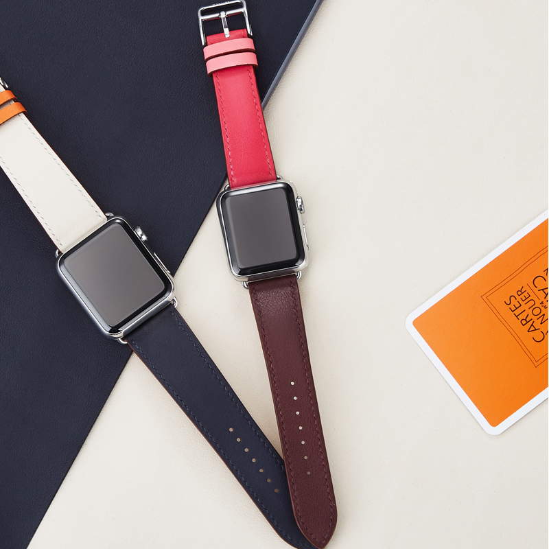 Wine Red, Rose Red And Pinkiwatch Watch strap manual genuine leather apple watch Wrist watch Watch strap apply Apple Series 6 / 54 / 321