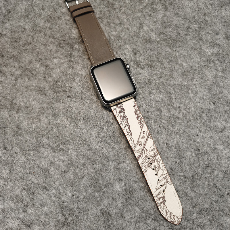 Tin Putty Printingiwatch Watch strap manual genuine leather apple watch Wrist watch Watch strap apply Apple Series 6 / 54 / 321