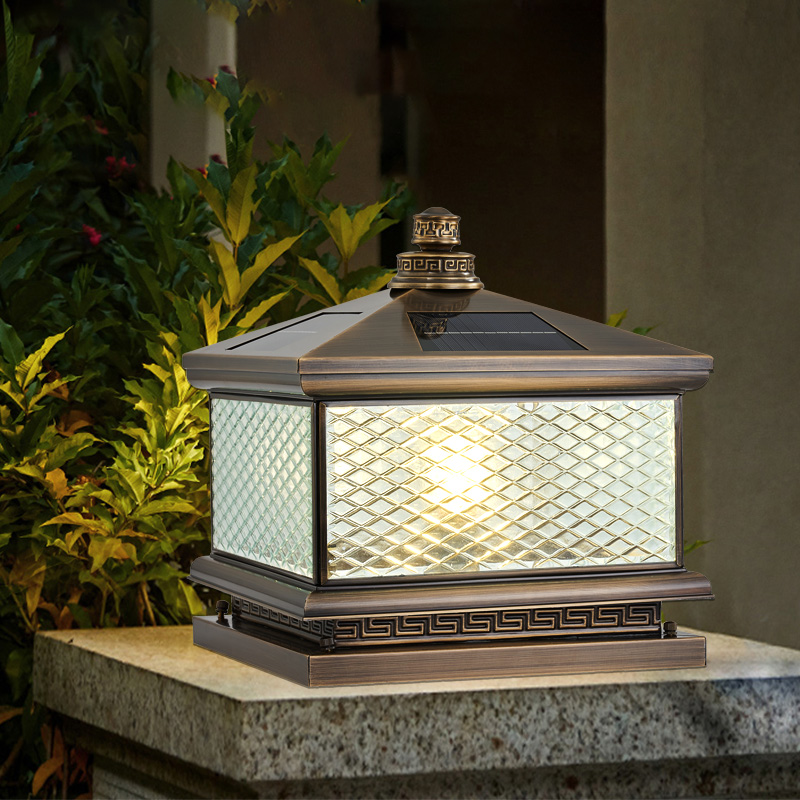 đèn trụ cổng năng lượng mặt trời Đèn cột sân vườn năng lượng mặt trời hoàn toàn bằng đồng đơn giản ngoài trời biệt thự tường điện cổng cột đèn cột cửa chống thấm nước đèn trụ cổng năng lượng mặt trời giá đèn trụ cổng năng lượng mặt trời