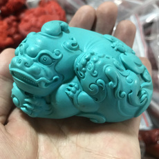 Ювелирные камни 仿绿松石手把件绿松石貔貅绿松石招财貔貅摆件吊坠茶宠皮休手把件