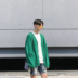 Nhật Bản Harajuku quá khổ cỏ màu xanh lá cây áo len xuống vai bat tay áo chiếc áo len cardigan vài mô hình áo thủy triều Cặp đôi áo len