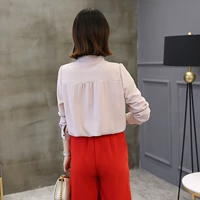 7316 áo sơ mi 2018 mới của Hàn Quốc phiên bản của lỏng ve áo hoang dã dài tay nhỏ tươi áo sơ mi nữ đáy áo sơ mi áo sơ mi trắng nữ công sở